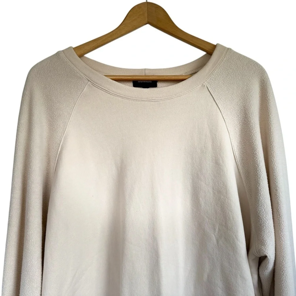 Monrow Women's Reverse Mix Teddy Fleece Sweatshirt W/Side Zipper